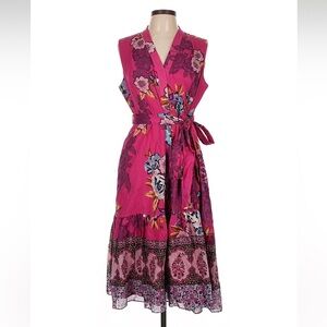 KOBI HALPERIN Hailey Belted Cotton Midi-Dress Large